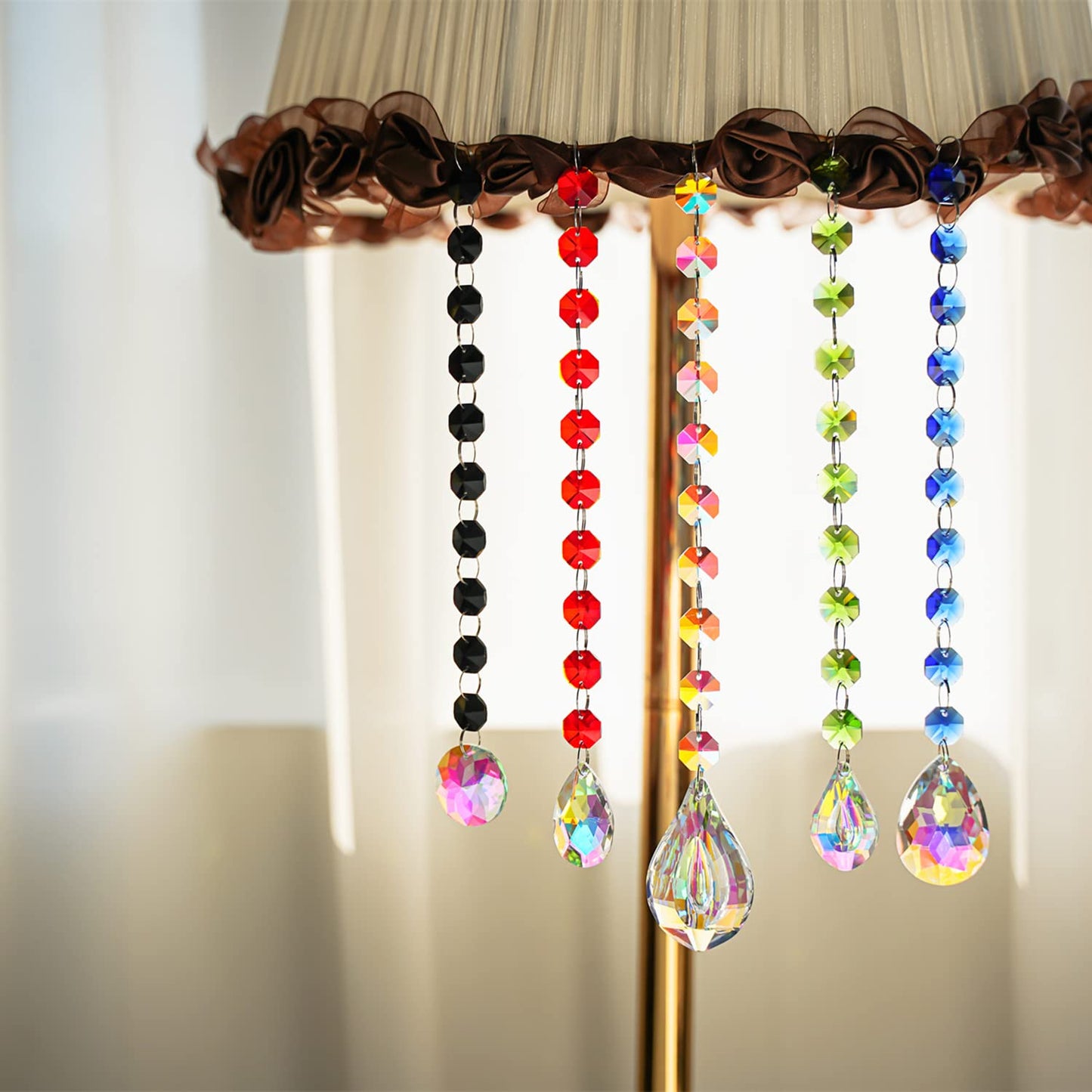 14mm 100pcs AB Octagon Beads Crystal Prisms Suncatcher, Ideal for Jewelry Making, Chandelier Crystals DIY Parts, Chandelier Replacements,Arts Crafts Sun Catcher Crystals