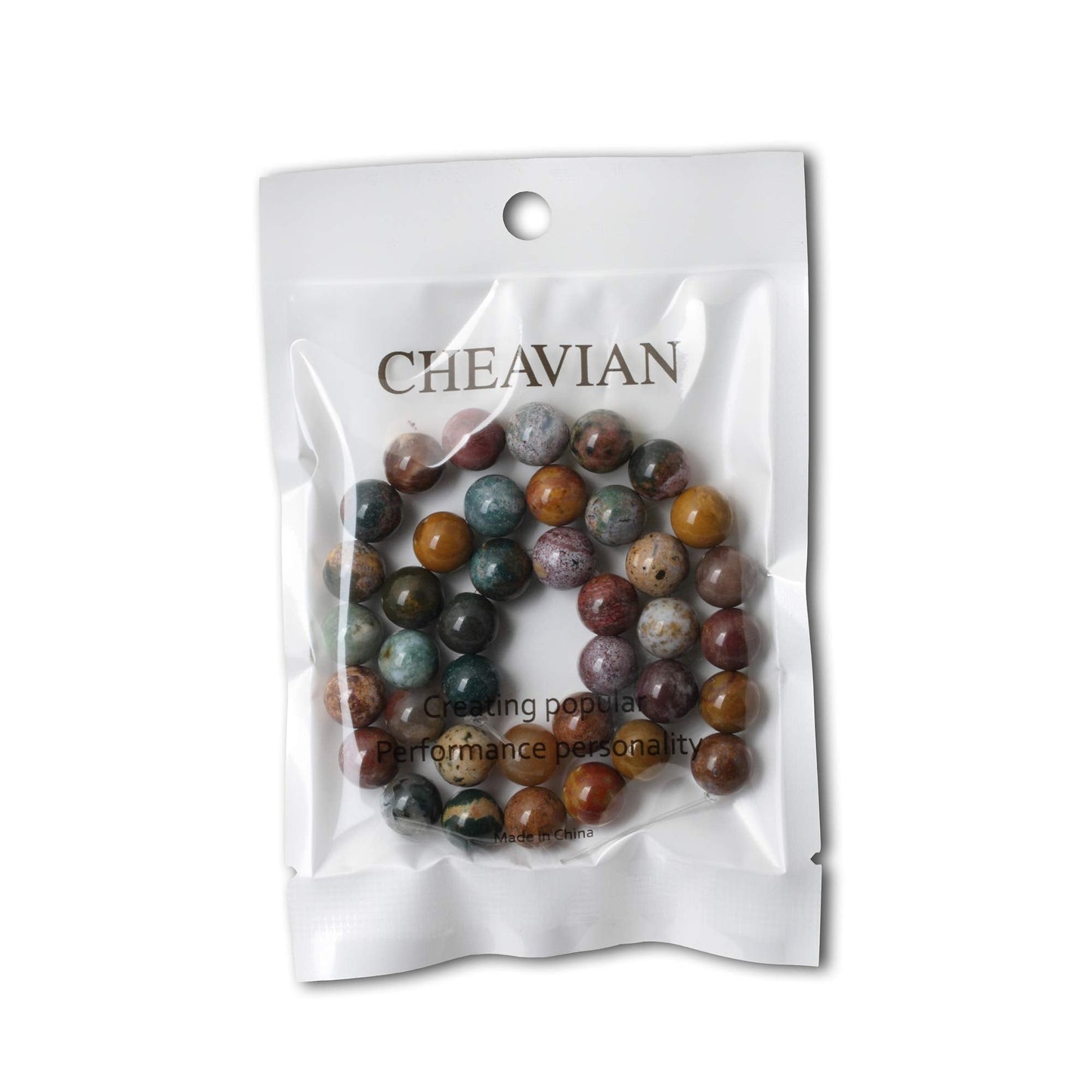 CHEAVIAN 35PCS 10mm Natural Marine Agate Round Loose Beads for Jewelry Making DIY Findings 1 Strand 15"