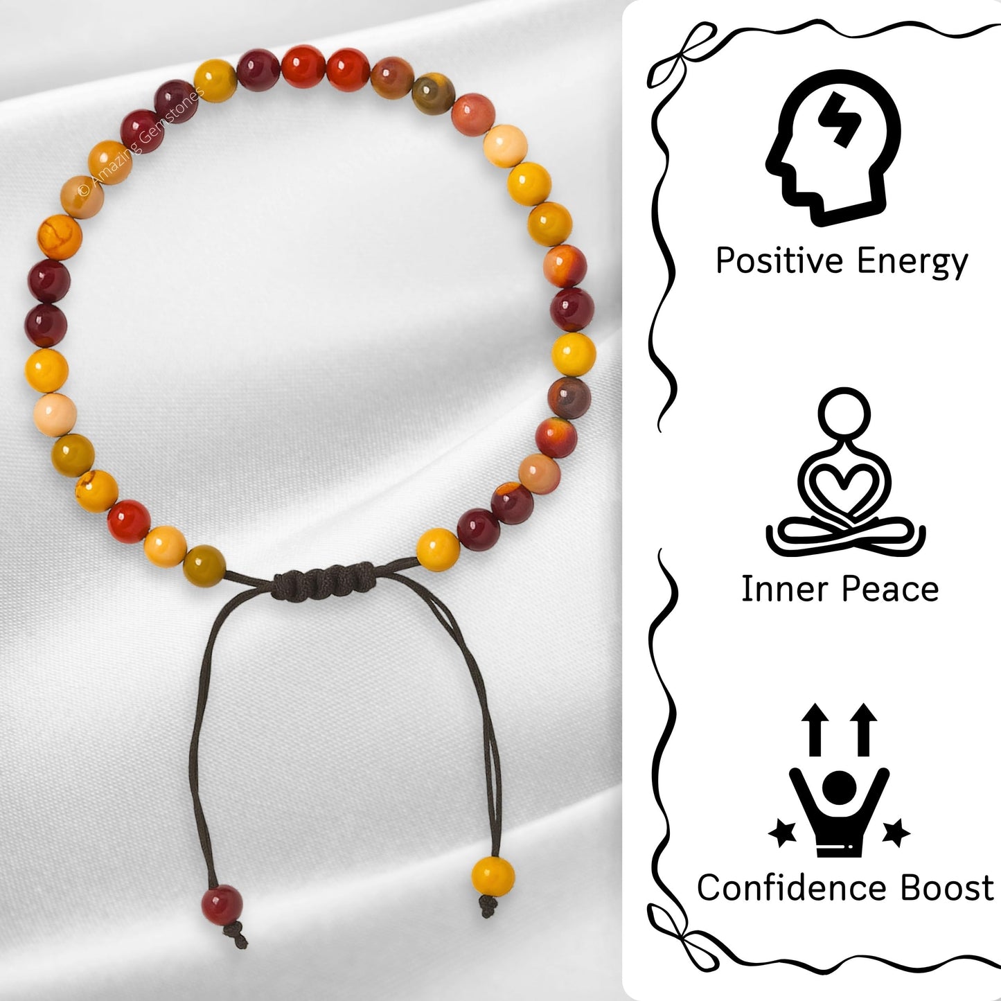 Amazing Gemstone Mookaite Anklet Ankle Bracelets for Women - Waterproof Beaded Healing Crystal Anklets, Plus Size Chakra Gemstone Bead Anklet (Stretchy Adjustable - Plain)