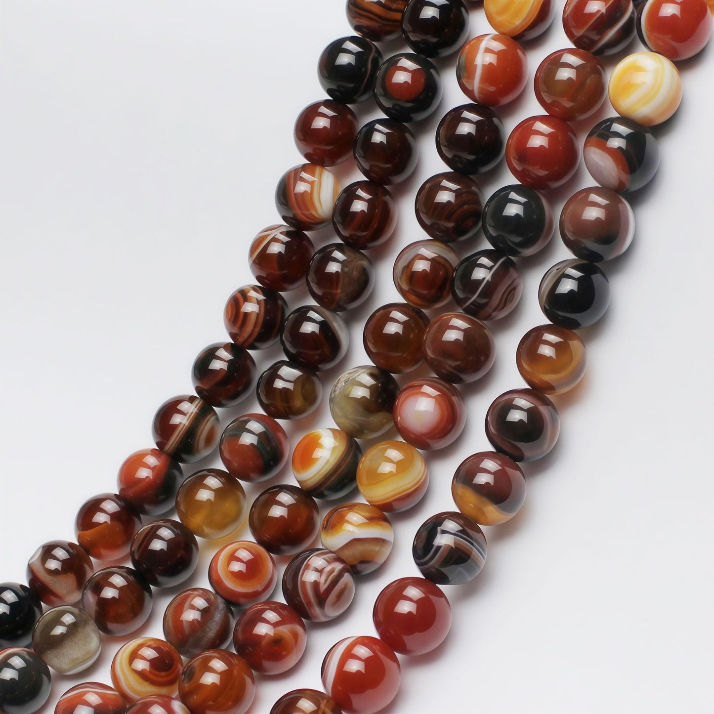 MJDCB Red Coffee Agate Beads Natural Agate Stone Round Loose Beads Ball Handmade Jewelry Bracelet Making DIY (8mm)