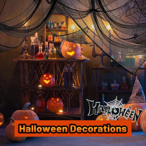 4 Pack Halloween Creepy Cloth Decorations, 30X72 Inch Black Scary Halloween Gauze Cloths, Spooky Cloth for Haunted House, Outdoor Patio, Garden, Halloween Indoor Wall Windows Black Cheesecloth Decor