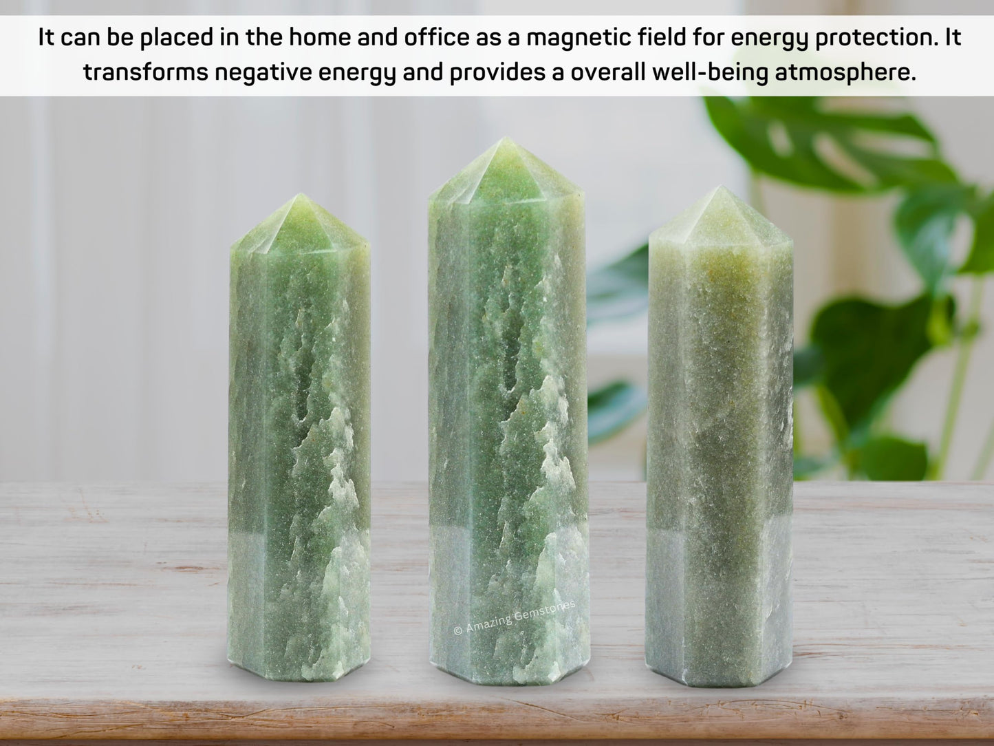 Amazing Gemstone Large Green Aventurine Crystal Towers ~ Natural Healing Crystal Point Obelisk for Reiki Healing and Crystal Grid (5.5 to 6 INCH)