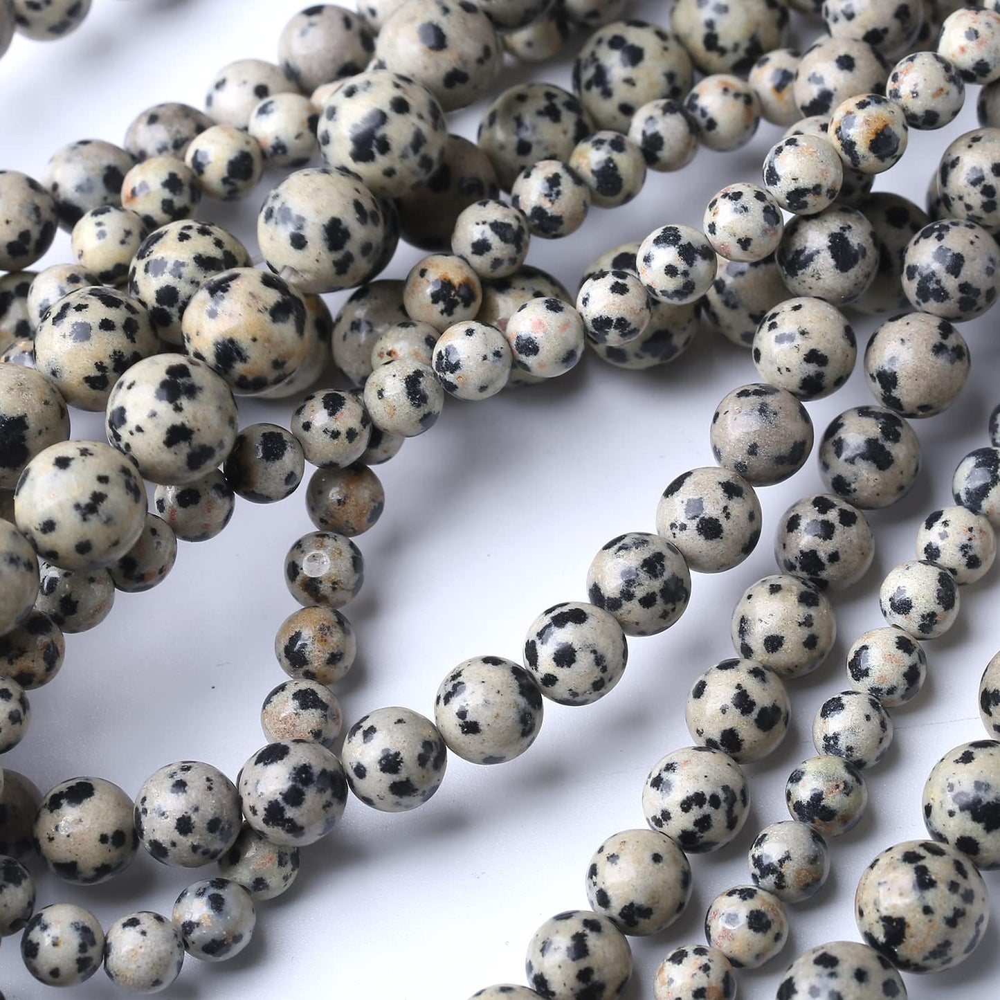 32PCS 12MM Natural Dalmatian Jasper Stone Beads Energy Healing Beads for DIY Jewelry Bracelet Necklace Making for Jewelry Making15Inch
