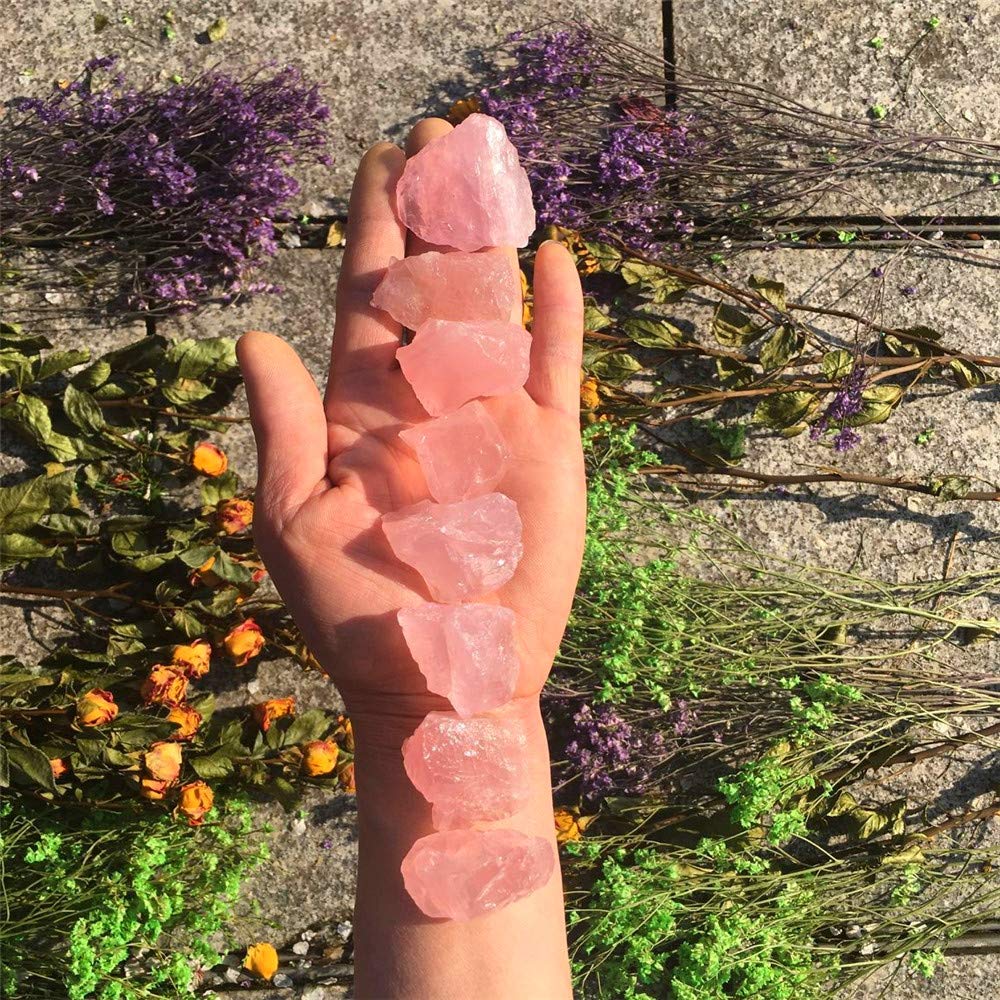 Simurg Raw Rose Quartz Stone 1lb Rose Quartz Rough Crystal Aroma Stone - Rose Quartz Rocks for Cabbing, Tumbling, Cutting, Lapidary, Polishing, Reiki Crystal Healing