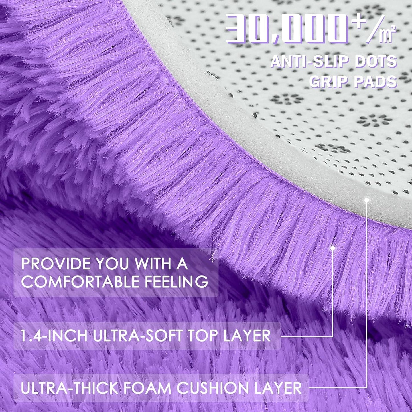 OLANLY Large Area Rug - Soft Fluffy Shaggy Carpet for Living Room & Bedroom | 5x8, Purple