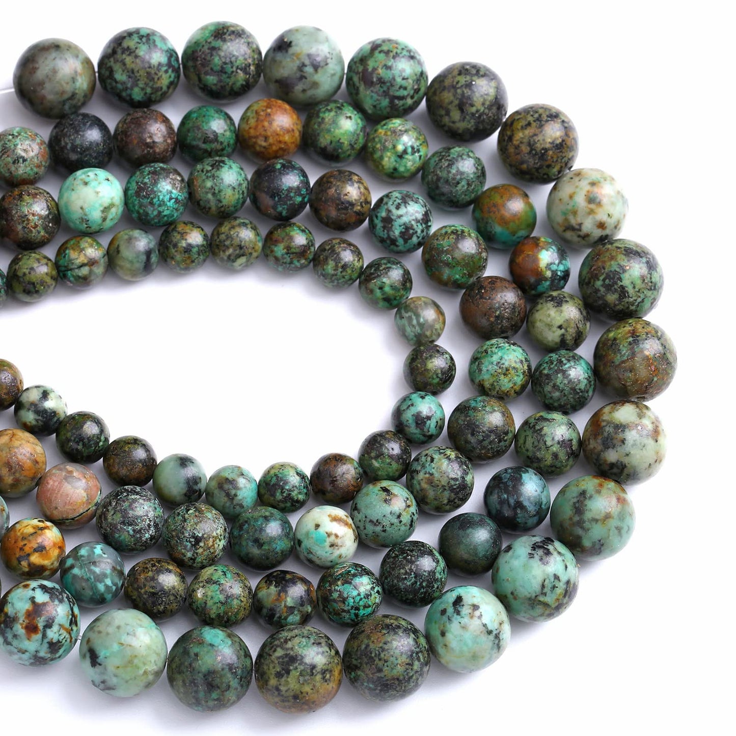 10MM 36PCS Natural Stone Green African Turquoise Spacer Loose Beads for Jewelry Making DIY Bracelet Necklace