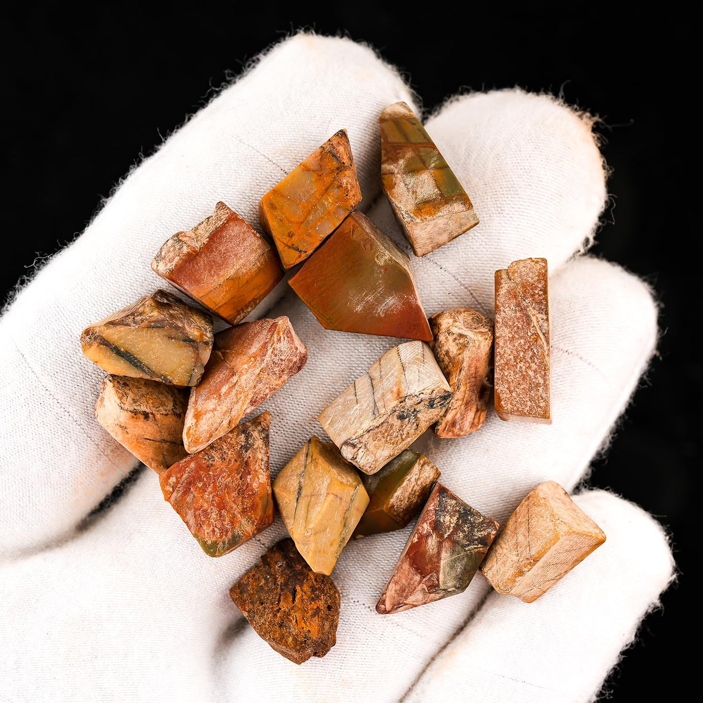 ColouredRocks 100 carats Cherry Creek Jasper Crystals, Raw Stones, Rough Gemstones, Jewelry Making Supply, Cabbing, Polishing, Cutting, DIY, Crafts (15-16pcs) (8-12mm)