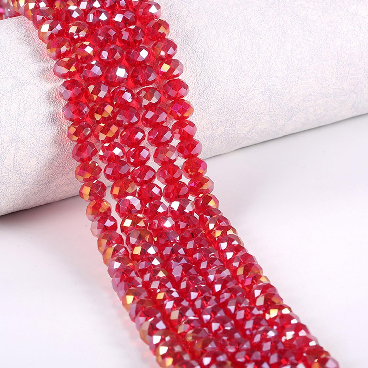 Laopottbeads 800Pcs 4/6/8/10mm Crystal Glass Beads for Jewelry Making Beads for Bracelets Necklace Pendants Making Supplies(Red)