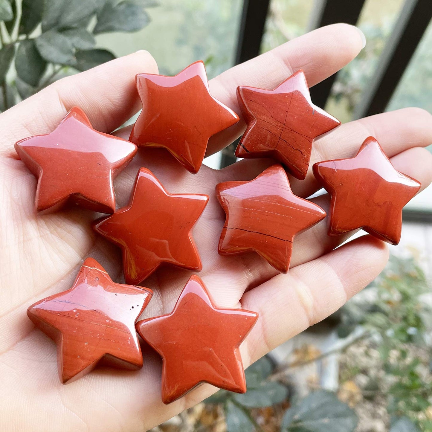 Fekuar Red Jasper Crystal Star Chakra Stones for Reiki Healing Yoga Balance Meditation Polished Mini Pocket Palm Stone 1 Inch (30mm)