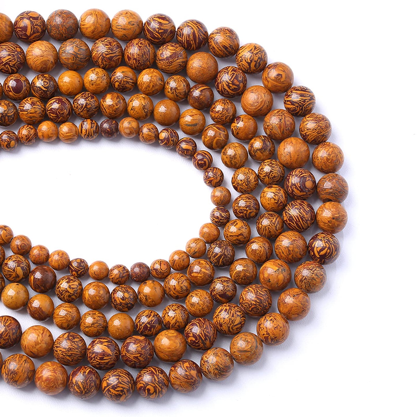 10MM 38PCS Natural Stone Yellow Sunflower Jasper Loose Beads for Jewelry Making DIY Bracelet