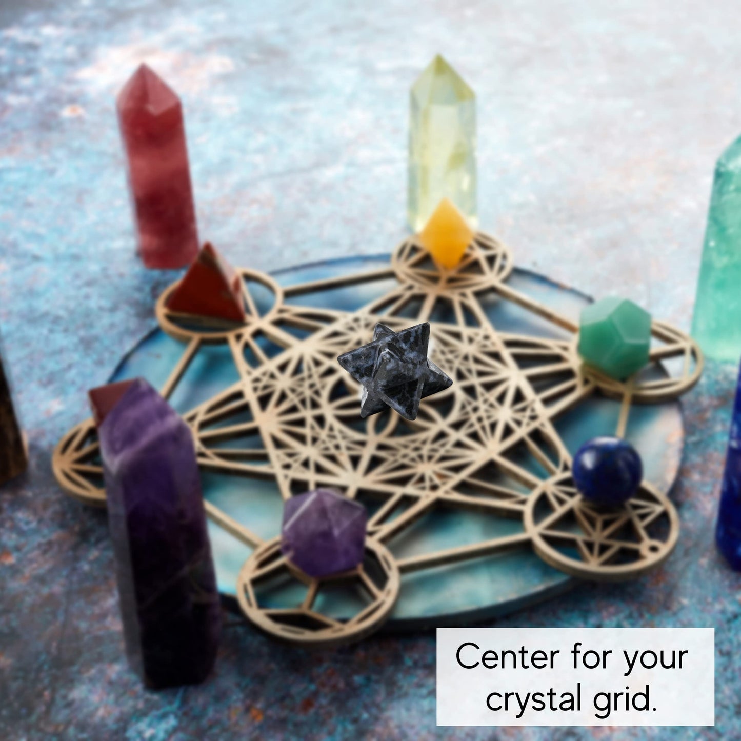 Amazing Gemstone Indigo Gabbro Merkaba Crystal - 0.75 Inches Metaphysical Merkaba Star for Meditation - Energetic Tetrahedron Crystal and Healing Stones for Spiritual Growth and Healing (15-20mm)