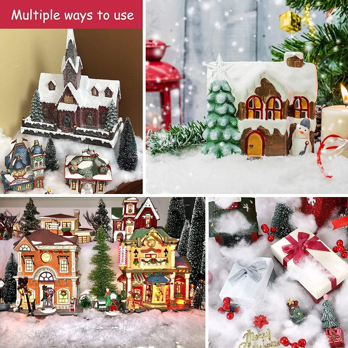 Skiennix Christmas Fake Snow Decor - Fluffy Fiber Artificial Snow for Indoor Winter Decorations
