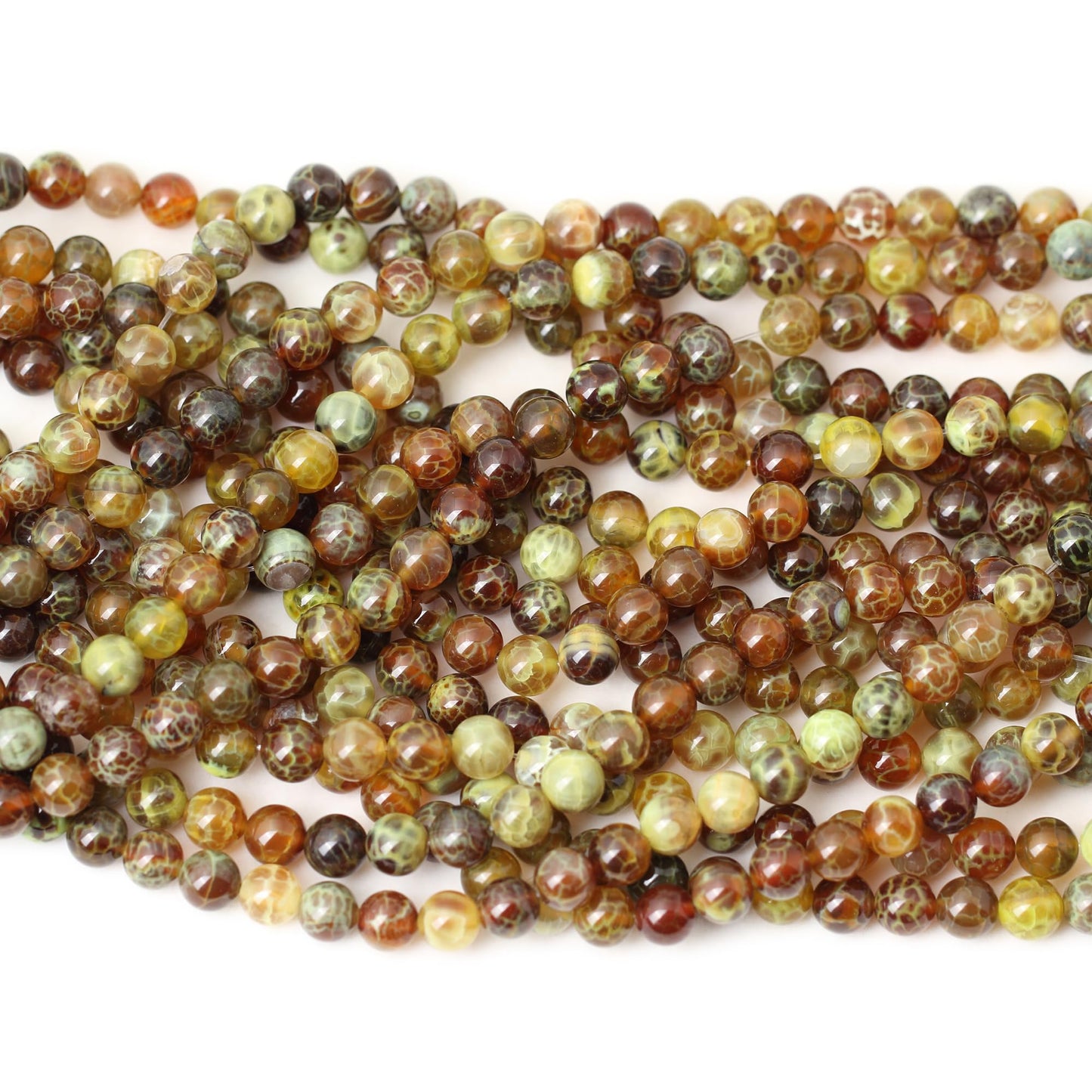 CHEAVIAN 45PCS 8mm Antique Style Dragon Vein Agate Gemstone Round Loose Beads for Jewelry Making