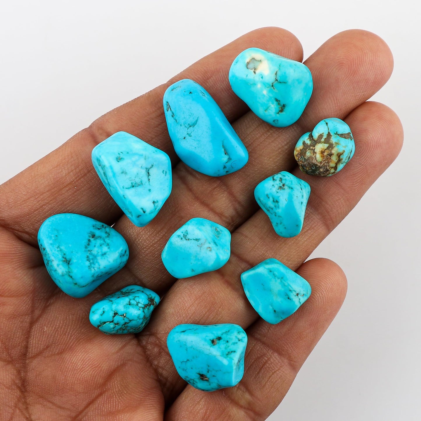 GEMKORA Pack of 2, Raw Blue Turquoise Stone, Tumbled Loose Gemstone Crystals, Wholesale Bulk Lot, Rough Crystals, Turquoise Rock, Jewelry Making Supply, DIY, Crafts, (14-18mm)
