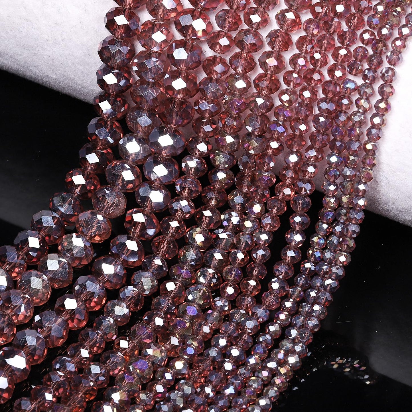 NITOPUPU 300pcs 8mm Crystal Glass Beads for Jewelry Making Faceted Rondelle Flat Beads for Bracelets Necklace Earrings DIY Crafts (Purple Crystal AB Bead)