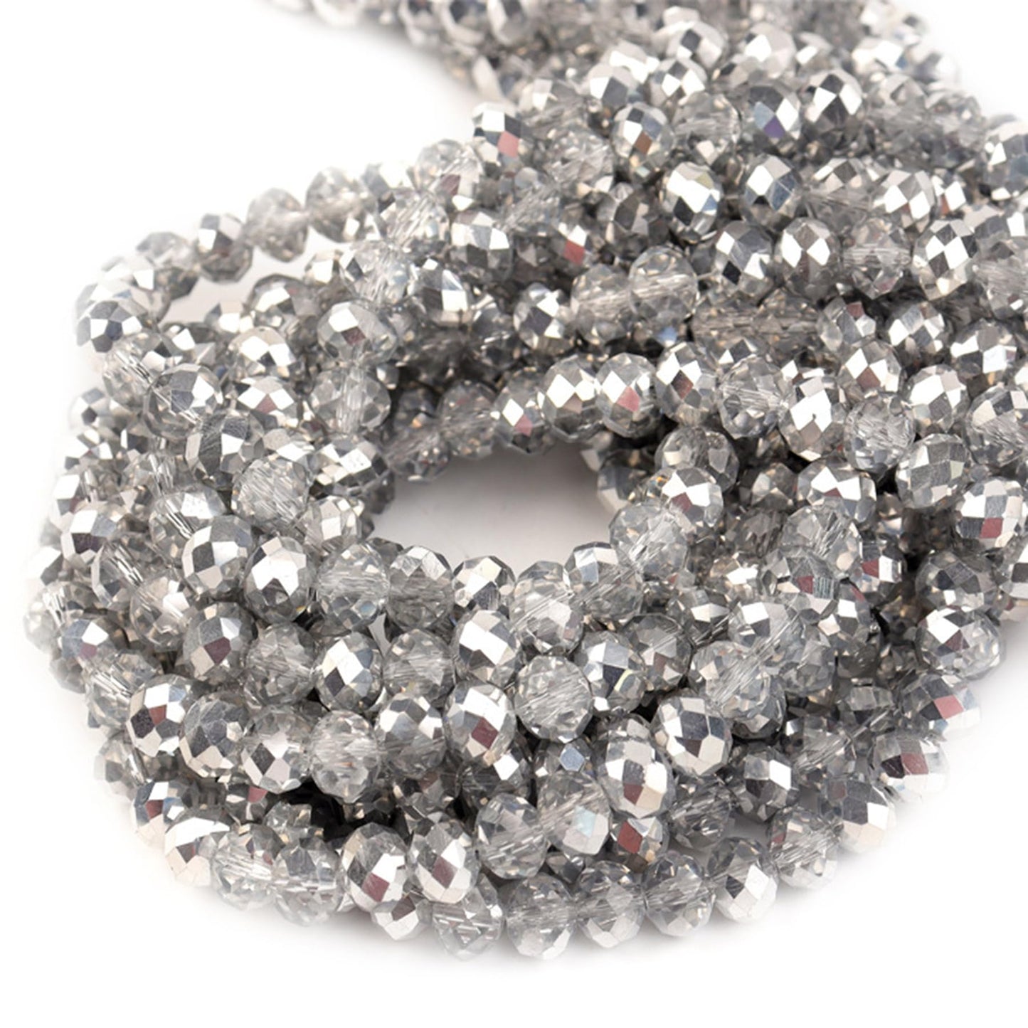 Laopottbeads 460Pcs 8mm Crystal Glass Beads for Jewelry Making Beads for Bracelets Necklace Pendants Making Supplies(Gray)