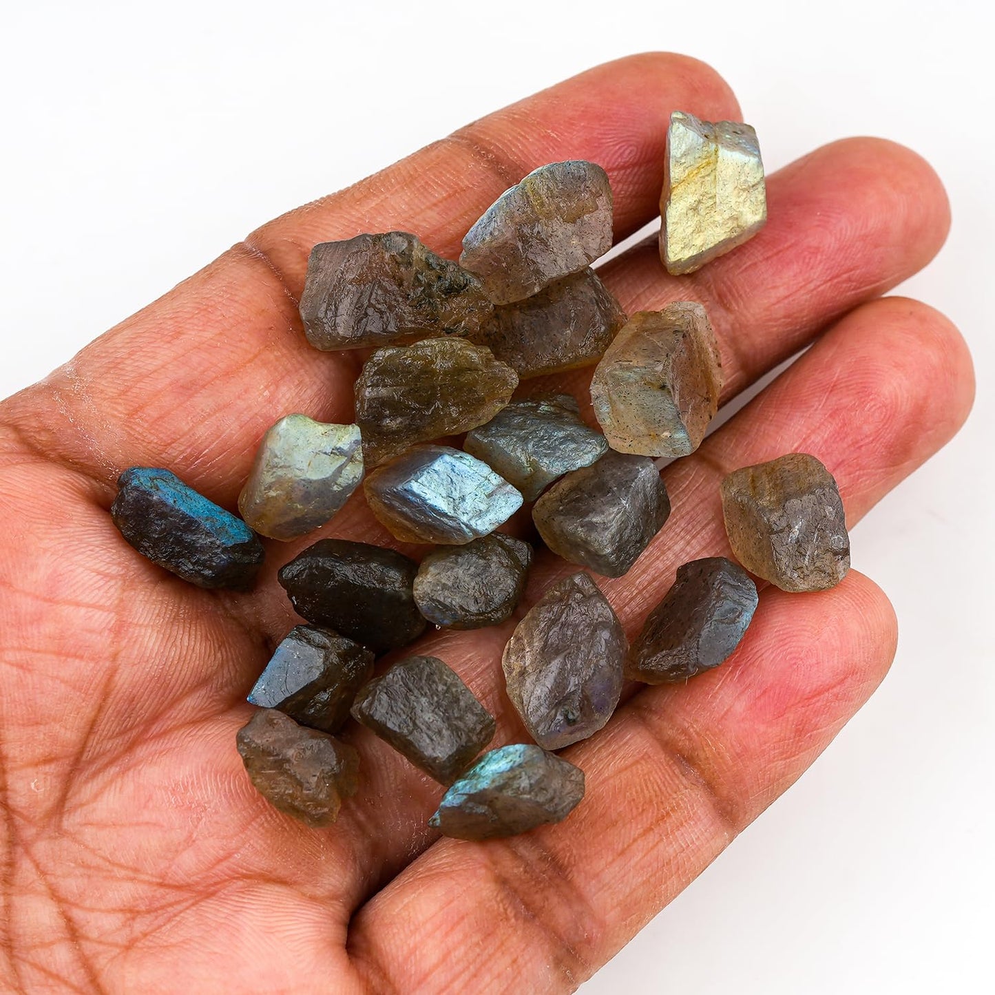 ColouredRocks 100 carats Labradorite Crystals, Raw Stones, Rough Gemstones, Jewelry Making Supply, Cabbing, Polishing, Cutting, DIY, Crafts (20-22pcs) (8-12mm)
