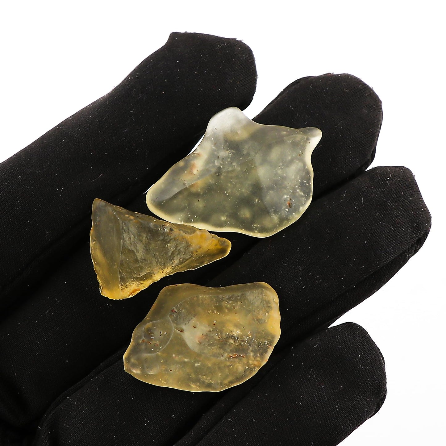 CRYSTALIS (8.5gm) (3pcs) Raw Libyan Desert Glass/Natural Golden Tektite, Rare Loose Gemstone Wholesale Bulk Rough Jewelry Making Supply, Wire Wrapping, DIY, Gem Collectibles (14-20mm)
