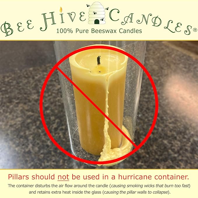 100% Pure Beeswax Pillar Candle (3" x 4") | Natural Beeswax Candles | Soy, Paraffin & Fragrance Free | Handmade in The USA