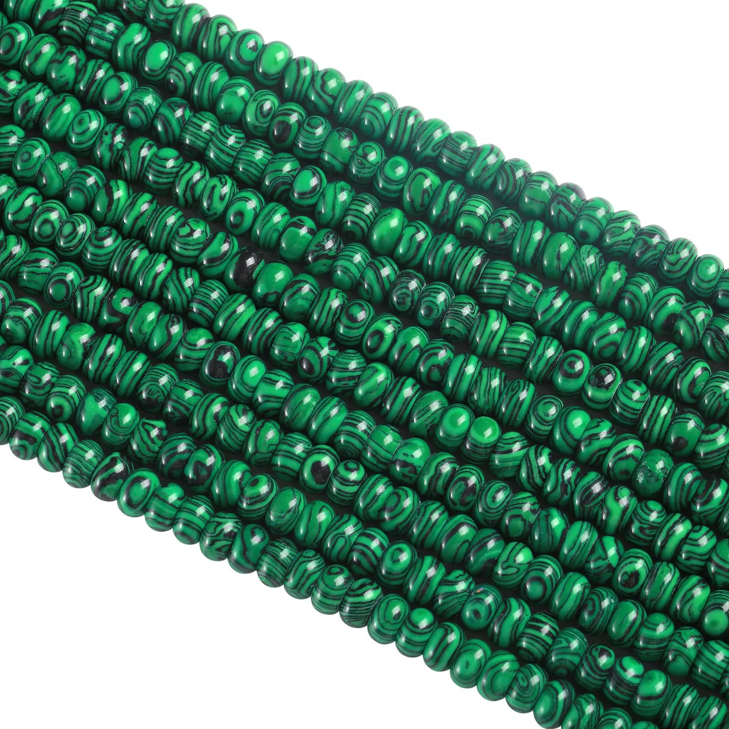 5x8MM 72PCS Malachite Tube Rondelle Abacus Disk Spacer Loose Beads for Jewelry Making