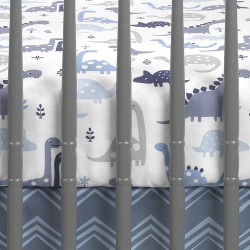 Bedtime Originals Roar Dinosaur Fitted Crib Sheet, Blue/White