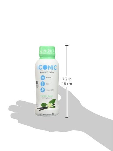 Iconic Protein Drinks, Vanilla Bean (12 Pack) - Sugar Free & Low Carb - 20g Grass Fed Protein - Lactose Free, Gluten Free, Non-GMO, Kosher - Keto Friendly Protein Shakes