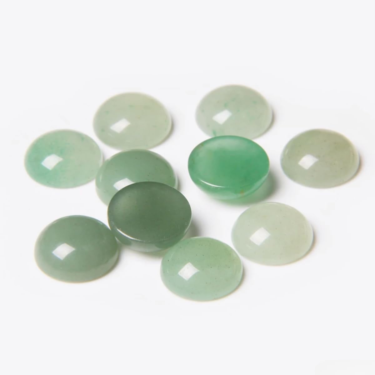 20pcs 10mm Natural Stone No Hole Green Aventurine Semicircle Smooth Cabochons Beads Healing Chakra Crystal Stone Bead for Jewelry Making Rings Earrings Necklace Bracelet DIY Crafts