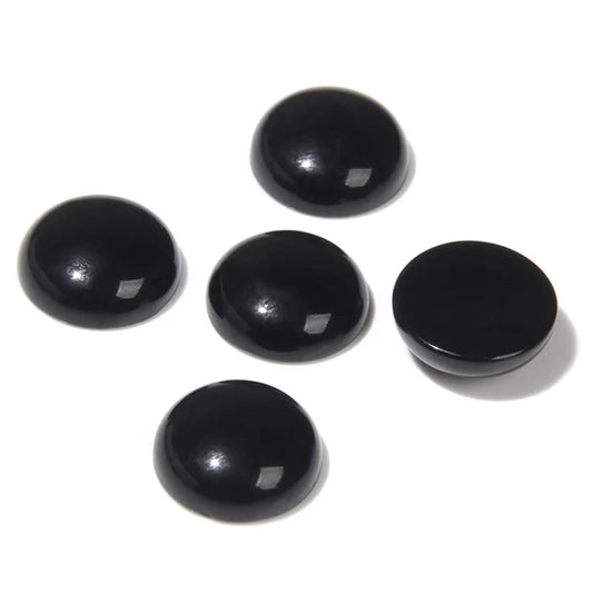 20pcs 4mm Natural Stone No Hole Black Agate Semicircle Smooth Cabochons Beads Healing Chakra Crystal Stone Bead for Jewelry Making Rings Earrings Necklace Bracelet DIY Crafts