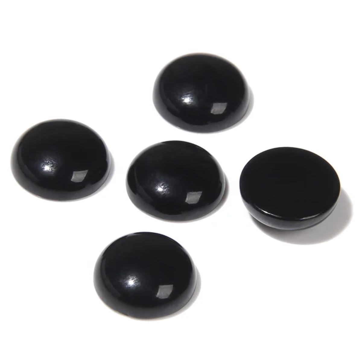 20pcs 8mm Natural Stone No Hole Black Agate Semicircle Smooth Cabochons Beads Healing Chakra Crystal Stone Bead for Jewelry Making Rings Earrings Necklace Bracelet DIY Crafts