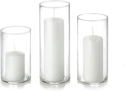 Yummi Set of 36 Slim Pillars and Cylinder Vases - White