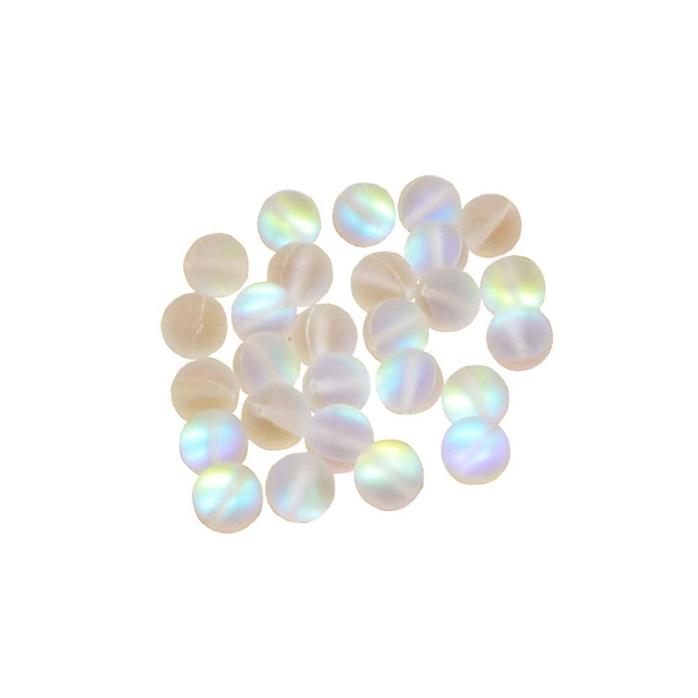 UUYYEO Matte Crystal Glass Mermaid Aurora Moonstone Beads for Jewelry Making - 8 mm, 100 pcs