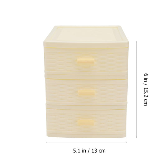 Beavorty Multi-Layer Desktop Storage Box 3-Drawer Organizer 6.69X5.98X5.11In Jewelry Case Cosmetic Makeup Storage for Girls Vanity Office
