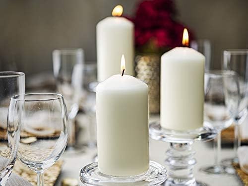 BOLSIUS 12 Ivory Pillar Candles Bulk - 3x6 Inches Candle Set - 70+ Hours Clean Burning - No Palm Oil - 0% Animal Fat - Premium European Quality - Unscented Dripless Party Pillars