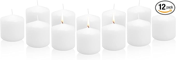 Royal Imports Pillar Candles White Unscented Premium Wax, 30 Hours Burning for Wedding, Spa, Party, Birthday, Holiday, Bath, Home Decor - 3"x3" Inch - Set of 12