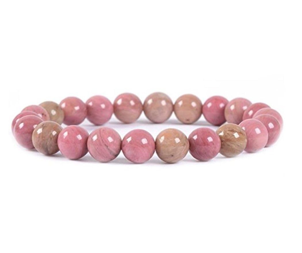 Adabele Real Natural Pink Rhodonite Gemstone Beaded Bracelet 8.5 inch Stretch Chakra Healing Crystal Stone Jewelry Women Birthday Gift (Unisex) GB8-D5