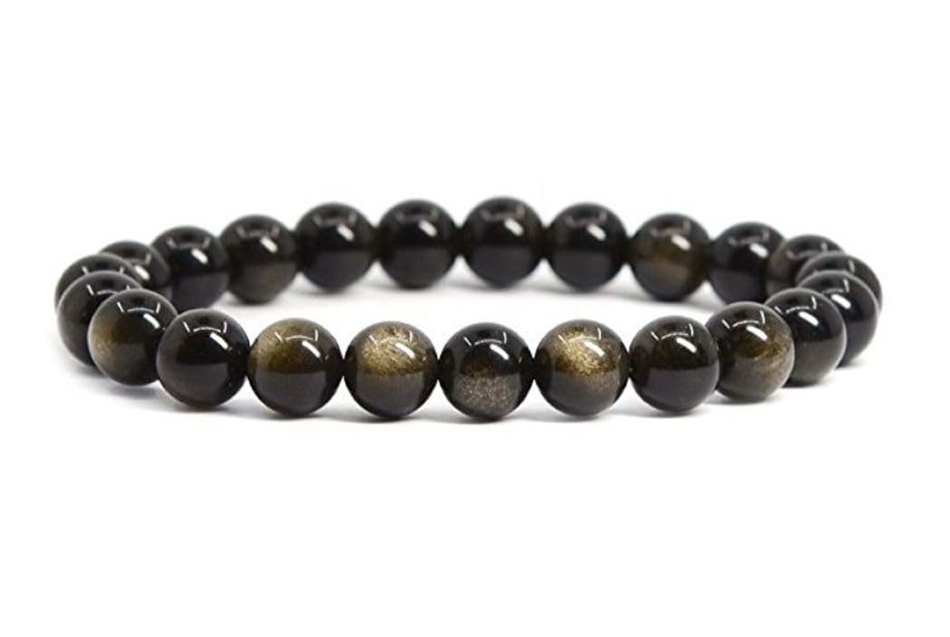 Adabele Real Natural Gold Sheen Obsidian Gemstone Beaded Bracelet 8 inch Stretch Chakra Healing Crystal Stone Jewelry Energy Quartz Rock GB8-C24