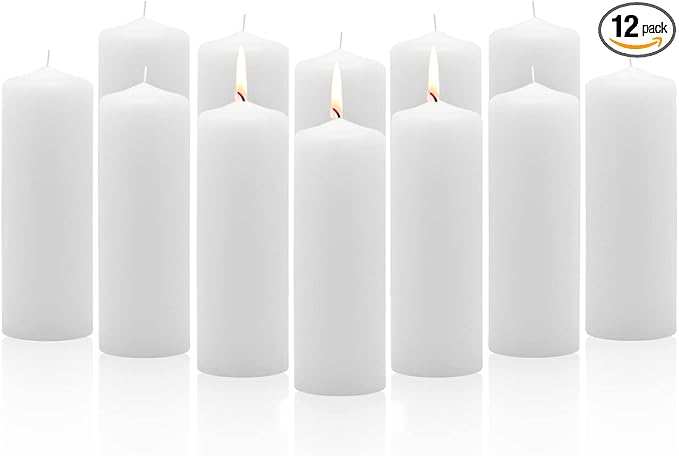 Royal Imports Pillar Candles White Unscented Premium Wax, 40 Hours Burning for Wedding, Spa, Party, Birthday, Holiday, Bath, Home Decor - 2"x6" Inch - Set of 12