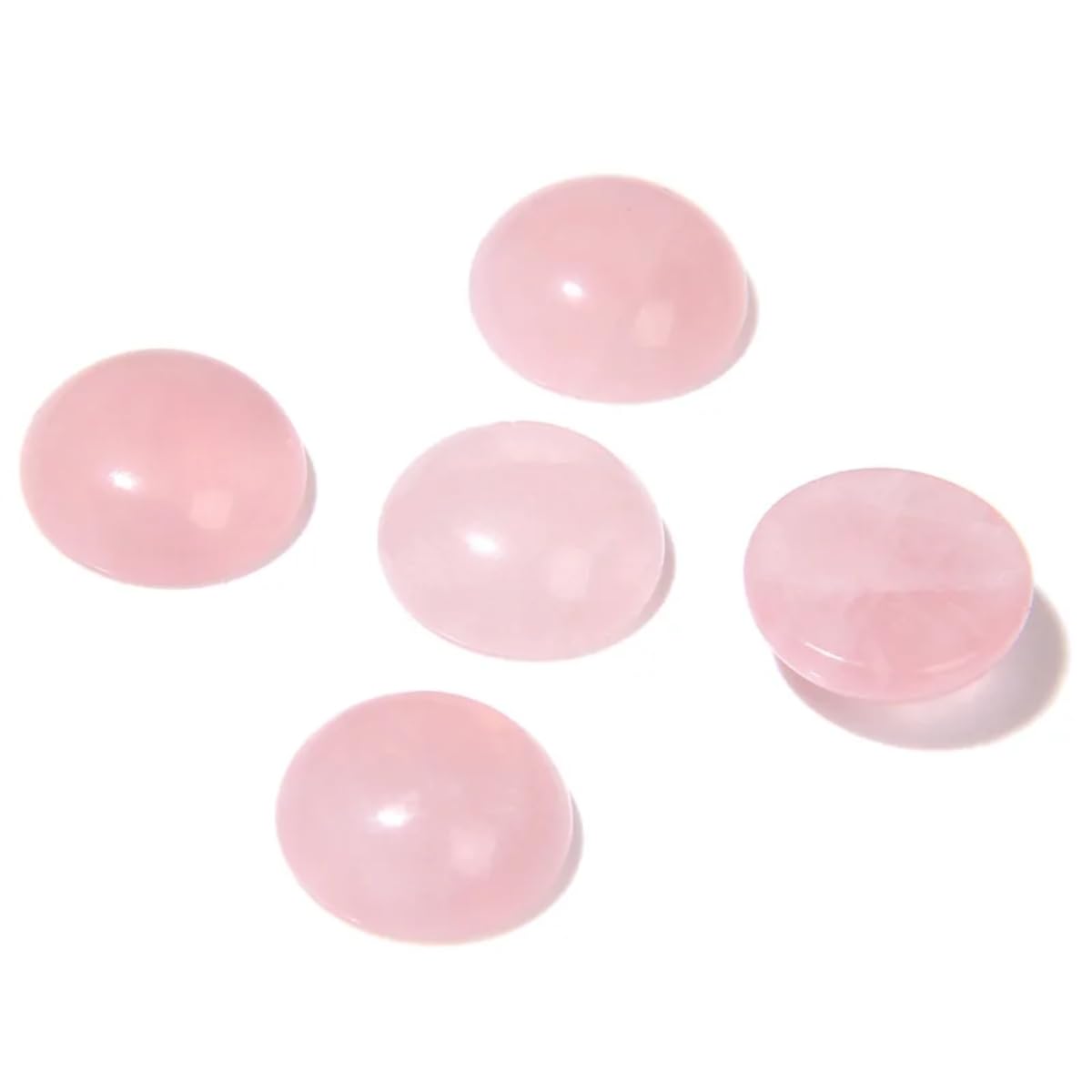 20pcs 4mm Natural Stone No Hole Rose Quartz Semicircle Smooth Cabochons Beads Healing Chakra Crystal Stone Bead for Jewelry Making Rings Earrings Necklace Bracelet DIY Crafts