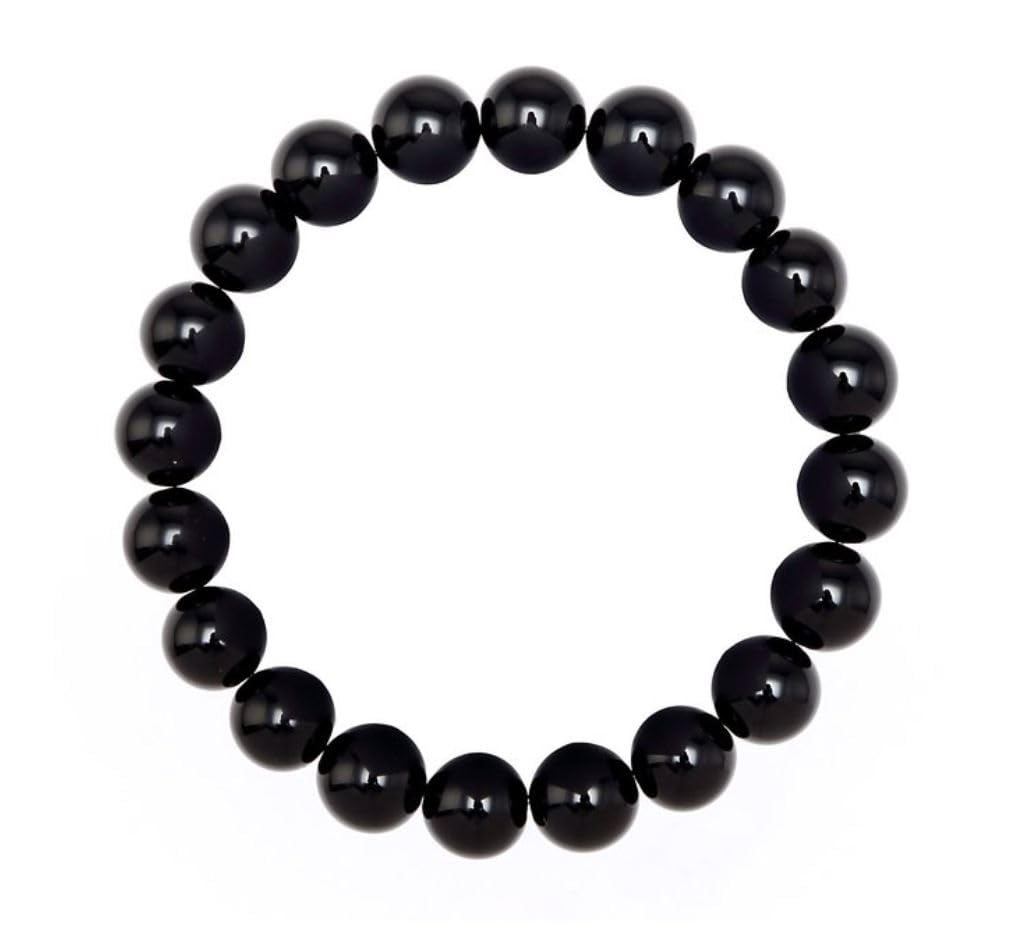Adabele Real Natural Black Agate Gemstone Beaded Bracelet 8.5 inch Stretch Chakra Healing Crystal Stone Jewelry Women Mom Gift (Unisex) GB8-D30
