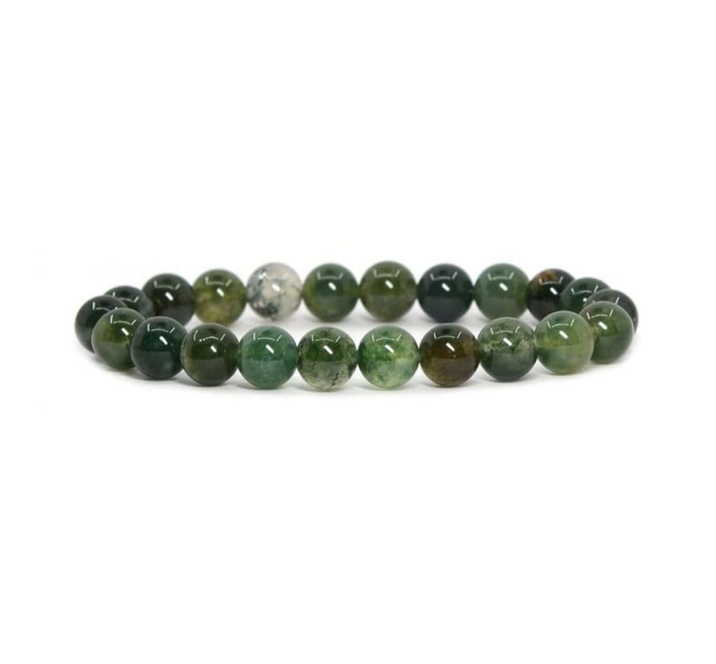 Adabele Real Natural Moss Agate Gemstone Beaded Bracelet 8 inch Stretch Chakra Healing Crystal Stone Jewelry Women Mom Gift (Unisex) GB8-C25