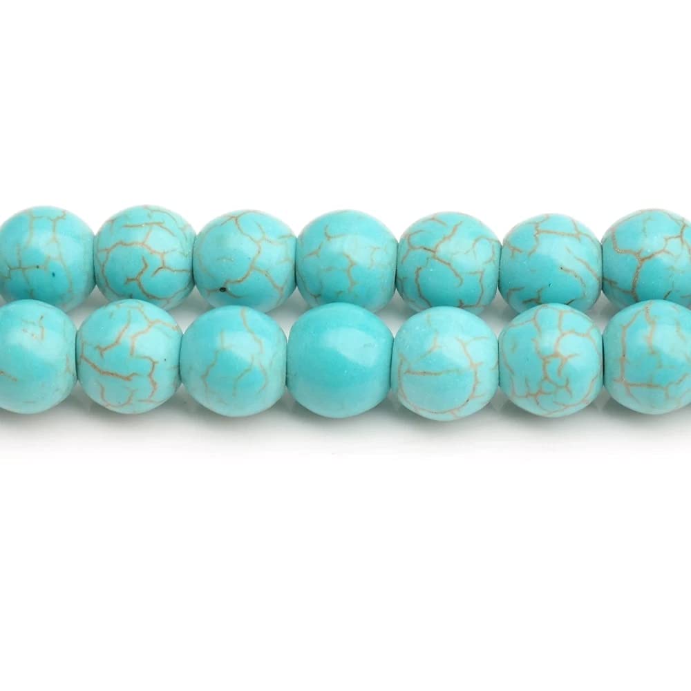 10mm 35pcs Beads Round Smooth Strand Gem Natural Stone Fashion Jewelry Findings Tassels Earrings Bracelet DIY Bangle Making Accessories (10mm, Blue Round)