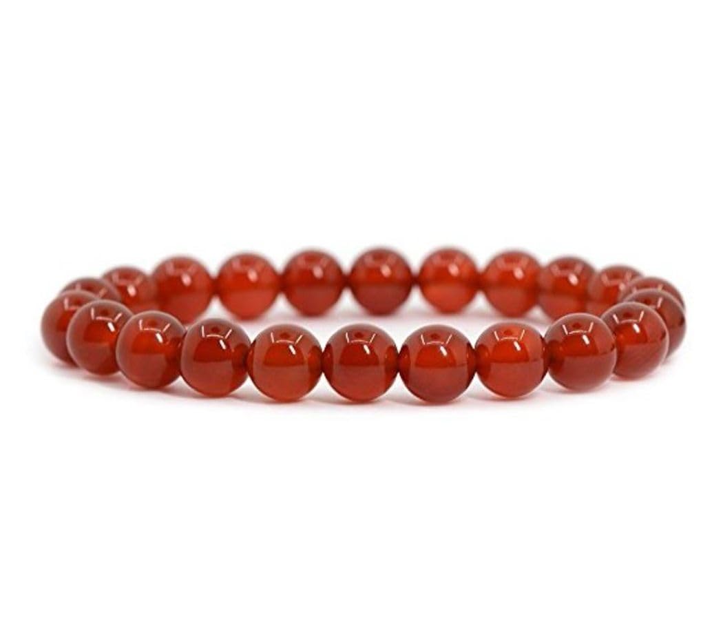 Adabele Real Natural Carnelian Red Agate Bracelet 8.5 inch Stretch Red Gemstone Beaded Bracelet Chakra Healing Crystal Stone Jewelry Women Mom Gift (Unisex) GB8-D29