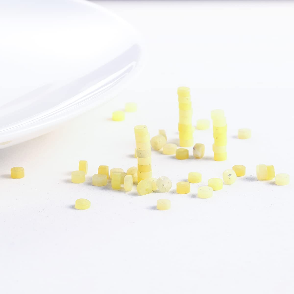 Natural Lemon Jade Stone Spacer Beads 4x2mm 38cm/str Flat Round Loose Semi Gemstone Caps for Making Bracelets Necklace