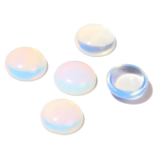 20pcs 8mm Natural Stone No Hole Opal Semicircle Smooth Cabochons Beads Healing Chakra Crystal Stone Bead for Jewelry Making Rings Earrings Necklace Bracelet DIY Crafts
