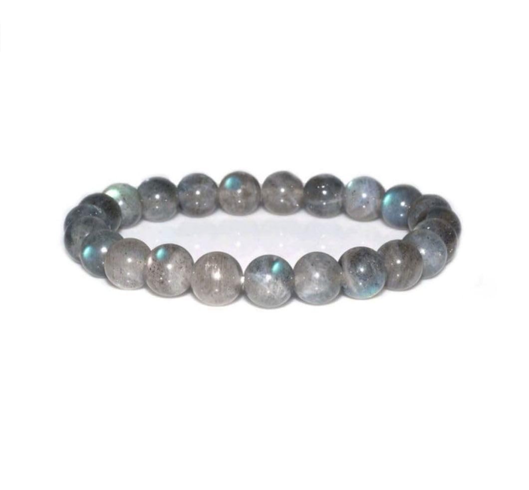 Adabele Real Natural Grade A Labradorite Gemstone Beaded Bracelet 8.5 inch Stretch Chakra Healing Crystal Stone Jewelry Women Mom Gift (Unisex) GB8-D10