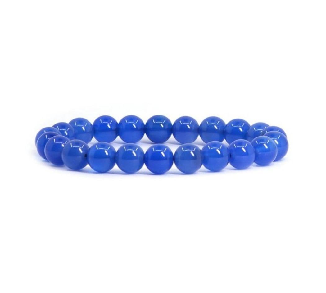 Adabele Real Natural Blue Agate Gemstone Beaded Bracelet 8 inch Stretch Chakra Healing Crystal Stone Jewelry Women Mom Gift (Unisex) GB8-C18