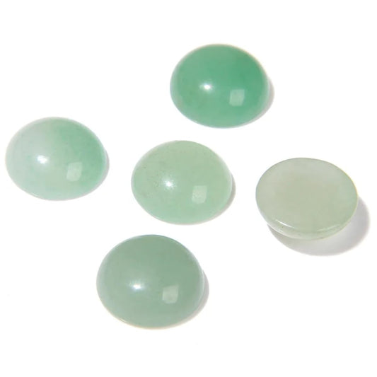 20pcs 14mm Natural Stone No Hole Green Aventurine Semicircle Smooth Cabochons Beads Healing Chakra Crystal Stone Bead for Jewelry Making Rings Earrings Necklace Bracelet DIY Crafts