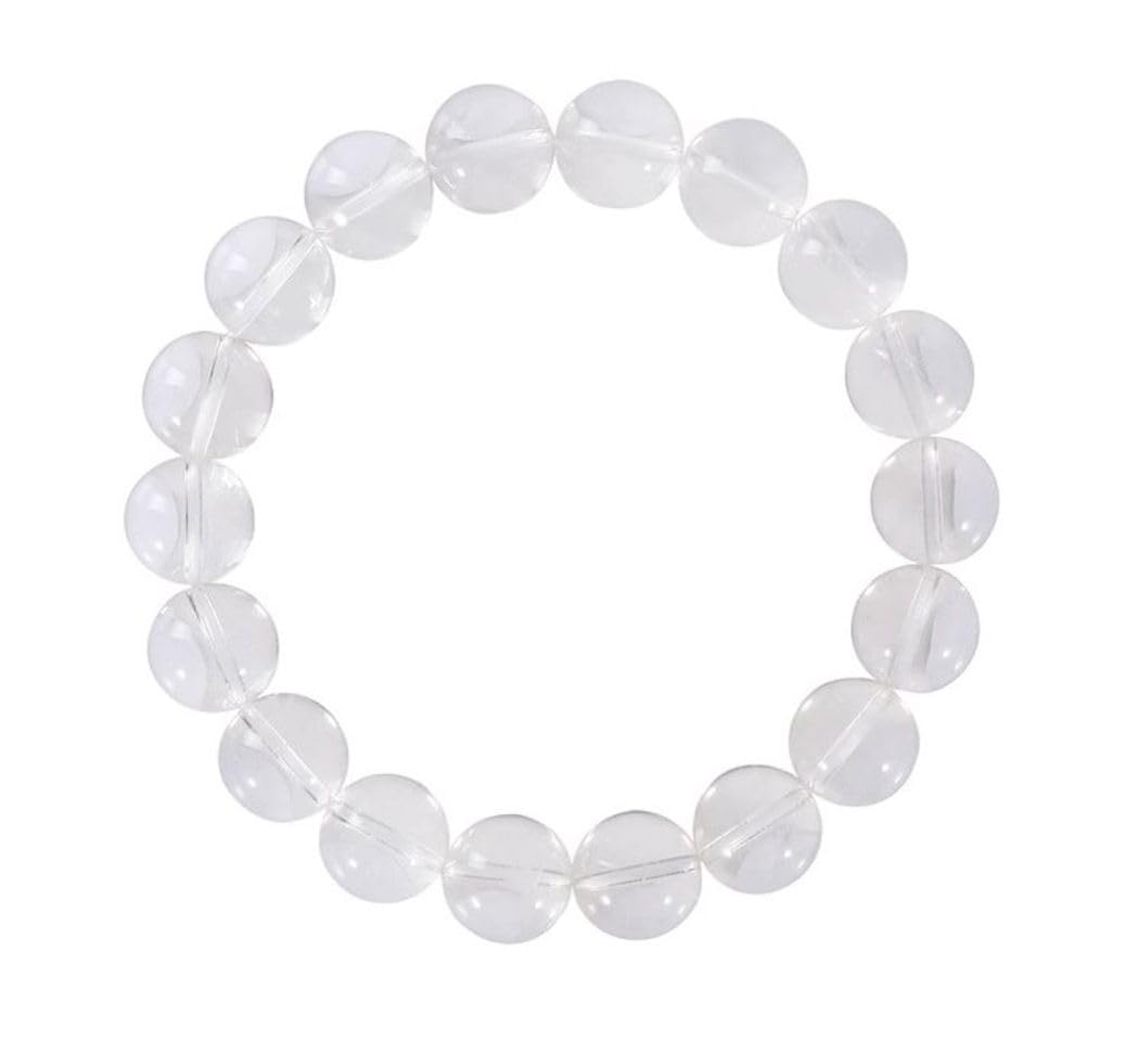 Adabele Real Natural Grade A Clear Crystal White Quartz Gemstone Beaded Bracelet 7 inch Stretch Chakra Healing Crystal Stone Jewelry Women Mom Gift (Unisex) GB8-15