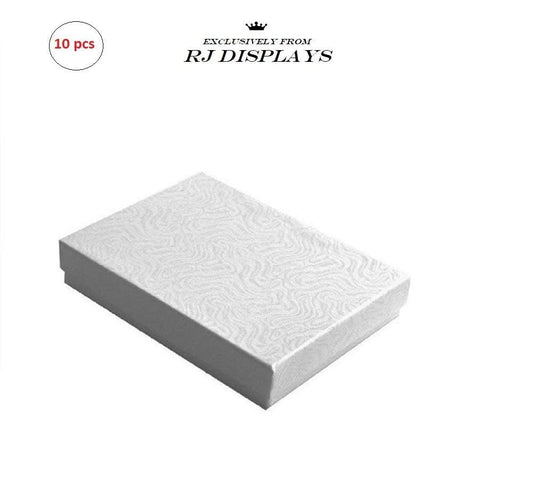 RJ Displays 10 Pack Cotton Filled White Jewelry Gift Boxes with Lid for Pendant, Necklace, Bracelet, Earrings & Brooch, Elegant Jewelry Packaging, Retail Display & Small Gift Box 5.25" x 3.75" x 1"