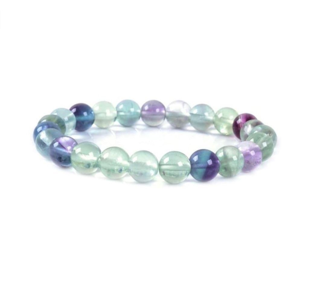 Adabele Real Natural Multicolor Fluorite Gemstone Beaded Bracelet 8.5 inch Stretch Chakra Healing Crystal Stone Jewelry Women Mom Gift GB8-D2
